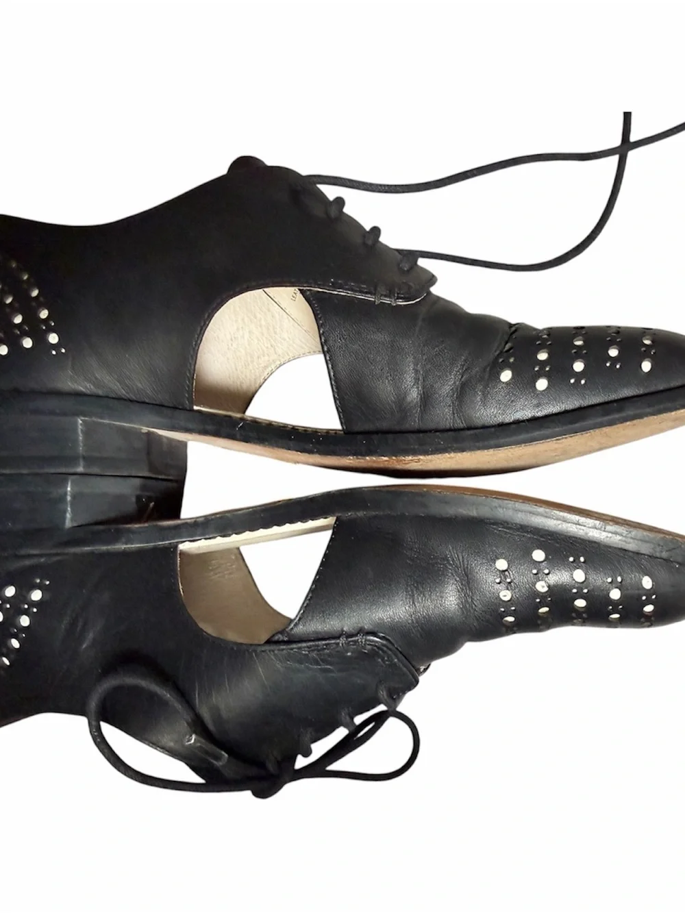 Louise et Cie Black Perforated Leather Lace-Up Oxfords sz 8